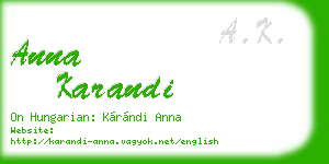anna karandi business card